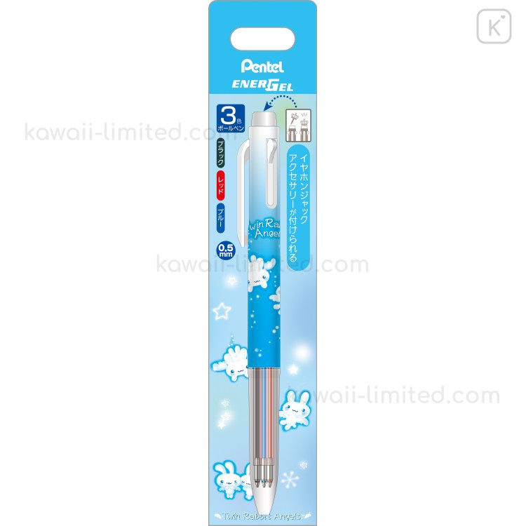 Japan San-X EnerGel 3 Color Multi Gel Pen - Twin Rabbit Angels