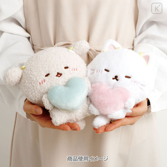 Japan San-X Original Plush Toy - Ishiyowachan : Love My Favorite Idol Kouhai-chan Pink Heart Yellow Ribbon - 2