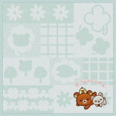 Japan San-X Embroidered Mini Towel Handkerchief - Kiiroitori & Korilakkuma & Rilakkuma : Chairoikoguma's Kumakyun Days Mint