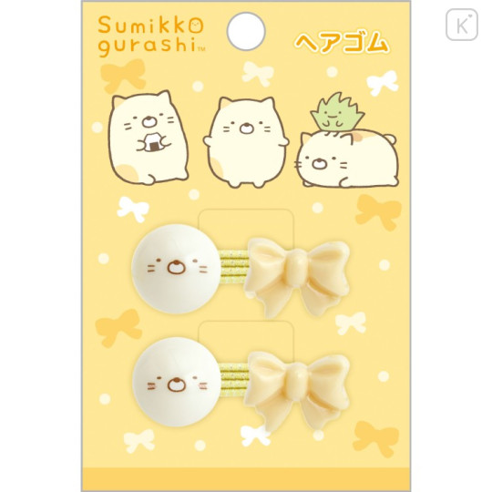 Japan San-X Soft Mascot Hair Tie - Sumikko Gurashi : Neko 3D Ribbon Face - 1