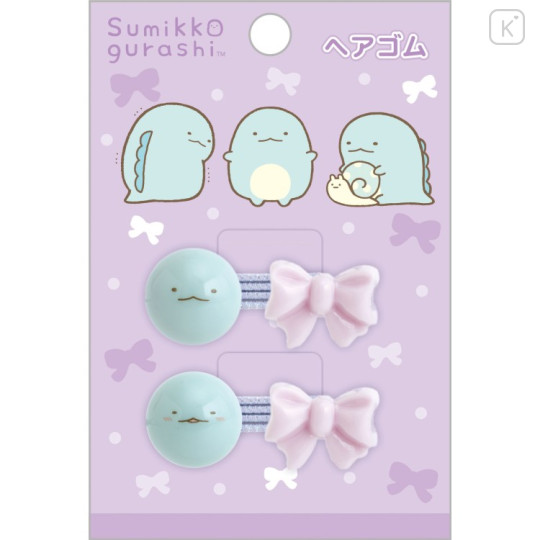 Japan San-X Soft Mascot Hair Tie - Sumikko Gurashi : Tokage 3D Ribbon Face - 1