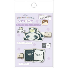 Japan San-X Acrylic Hair Clip Set - Universe San-X Town Tarepanda & Monochrome Boo Glitter