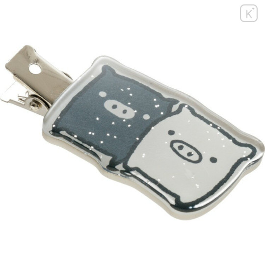 Japan San-X Acrylic Hair Clip Set - Universe San-X Town Tarepanda & Monokuro Boo Glitter - 3