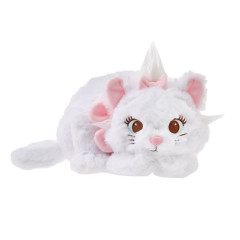 Japan Disney Store Fluffy Plush Pen Case - Marie : with Dangling Tail Charm