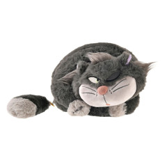Japan Disney Store Fluffy Plush Pen Case - Cinderella : Cat Lucifer with Dangling Tail Charm