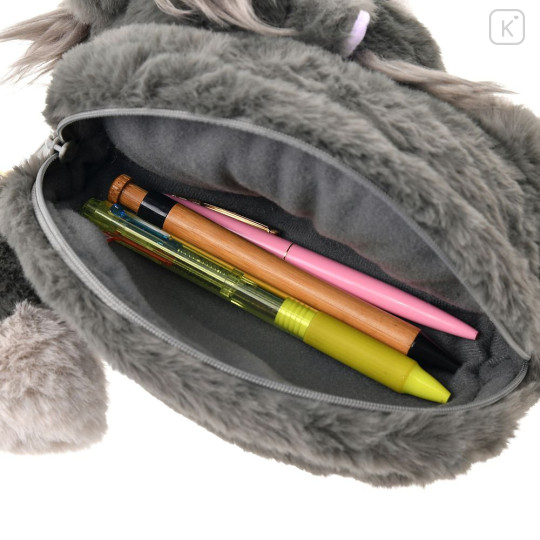 Japan Disney Store Fluffy Plush Pen Case - Cinderella : Cat Lucifer with Dangling Tail Charm - 7