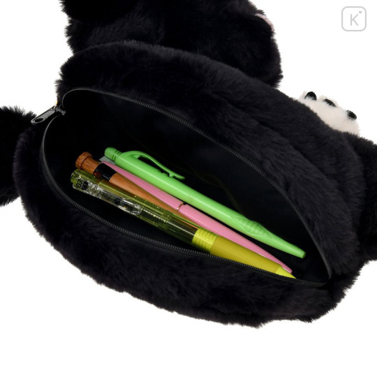 Japan Disney Store Fluffy Plush Pen Case - Pinocchio : Cat Figaro with Dangling Tail Charm - 6