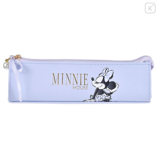 Japan Disney Store Slim Pen Pouch Pencil Case - Minnie : Ribbon & Pearl Playful - 1