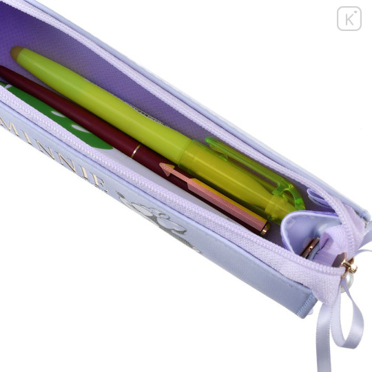 Japan Disney Store Slim Pen Pouch Pencil Case - Minnie : Ribbon & Pearl Playful - 6