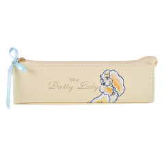 Japan Disney Store Slim Pen Pouch Pencil Case - Lady and the Tramp : Ribbon & Pearl Playful