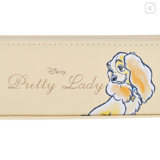 Japan Disney Store Slim Pen Pouch Pencil Case - Lady and the Tramp : Ribbon & Pearl Playful - 5