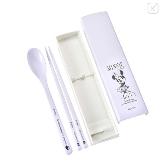 Japan Disney Store Chopsticks 18cm & Spoon with Case - Minnie : Purple New Lifestyle - 2