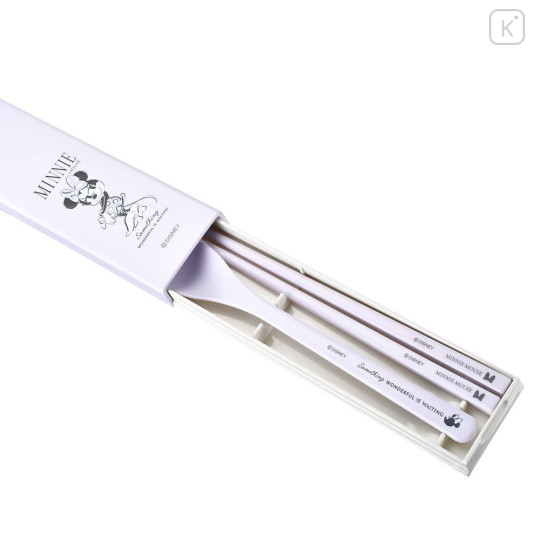 Japan Disney Store Chopsticks 18cm & Spoon with Case - Minnie : Purple New Lifestyle - 4