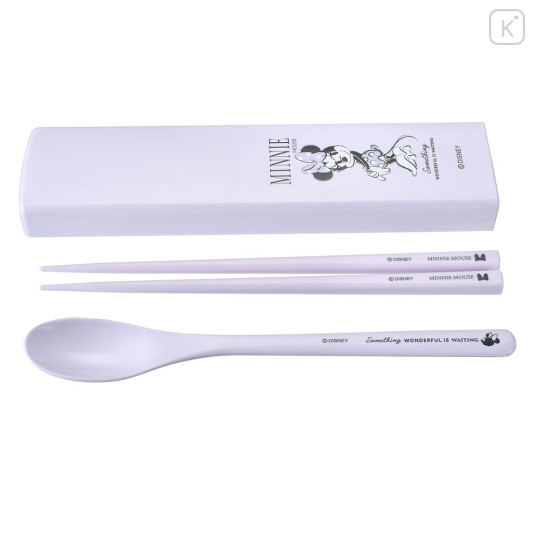 Japan Disney Store Chopsticks 18cm & Spoon with Case - Minnie : Purple New Lifestyle - 6