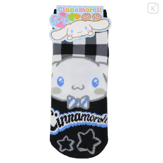Japan Sanrio Socks - Cinnamoroll : Plaid Black - 1