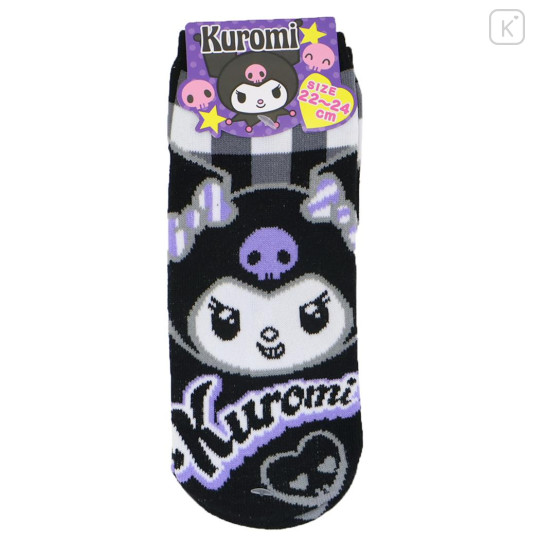 Japan Sanrio Socks - Kuromi : Plaid Black - 1