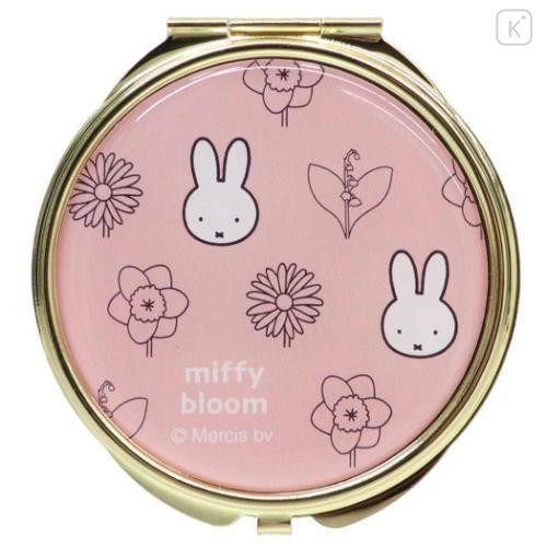 Japan Miffy 2-sided Compact Mirror - Miffy : Flower Bloom Pink - 1
