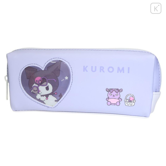 Japan Sanrio Twin Zipper Pen Case - Kuromi : Sunglasses Heart - 1