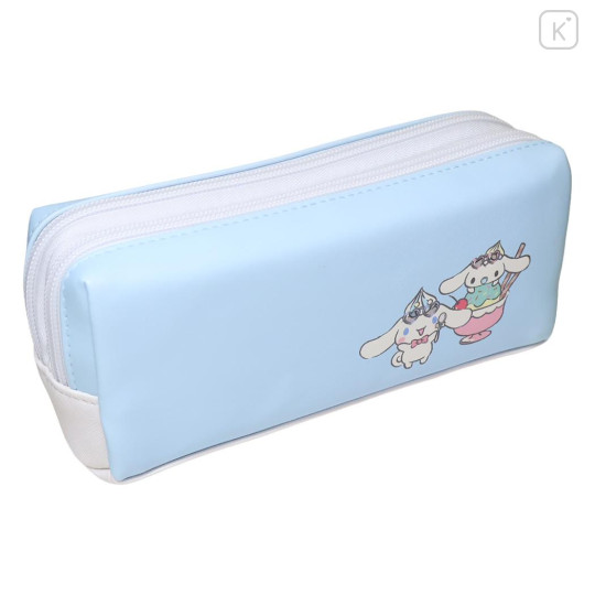 Japan Sanrio Twin Zipper Pen Case - Cinnamoroll : Sunglasses Heart - 2