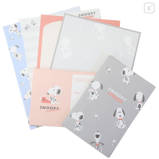 Japan Peanuts Volume Up Letter Envelope Set - Snoopy & Woodstock : Monotone - 1