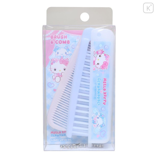 Japan Sanrio Folding Brush & Comb - Cinnamoroll & Hello Kitty : Cat Performance - 1