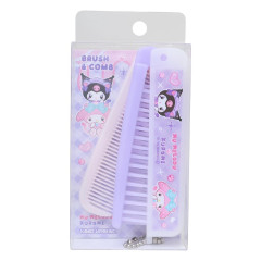 Japan Sanrio Folding Brush & Comb - Kuromi & My Melody : Cat Performance