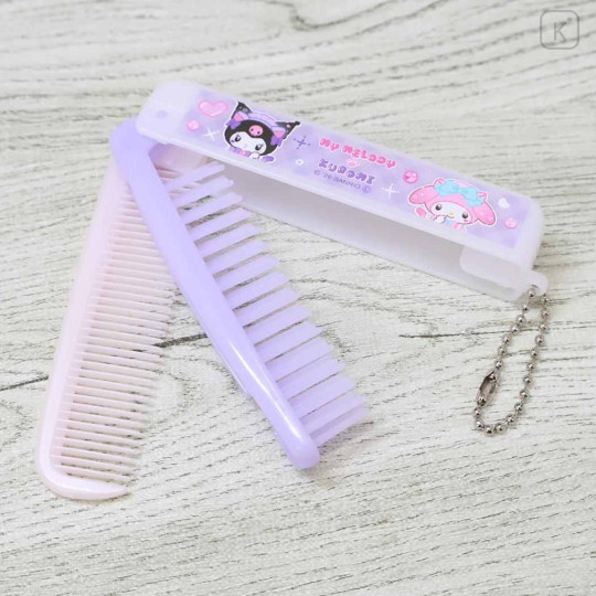 Japan Sanrio Folding Brush & Comb - Kuromi & My Melody : Cat Performance - 3