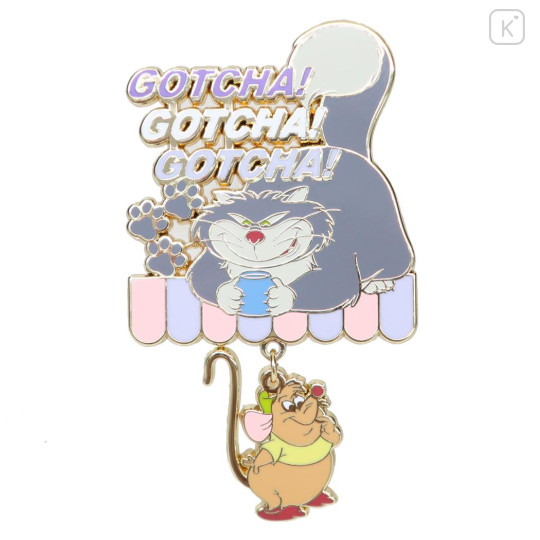 Japan Disney Pin Badge - Cinderella : Cat Lucifer Gotcha - 1