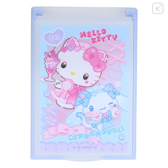 Japan Sanrio Folding Mirror - Cinnamoroll & Hello Kitty : Cat Performance - 1