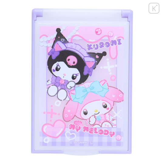 Japan Sanrio Folding Mirror - Kuromi & My Melody : Cat Performance - 1