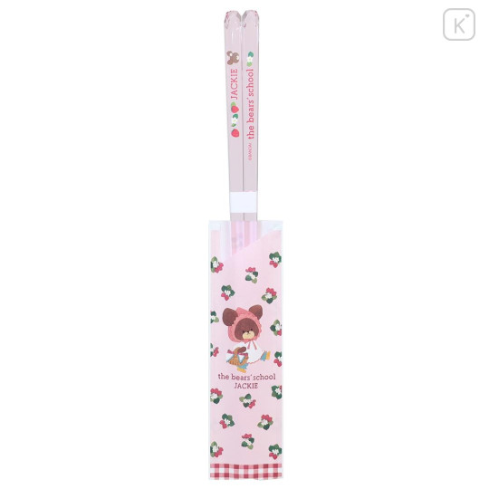 Japan The Bear's School Clear Chopsticks 23cm - Strawberry - 1