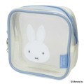 Japan Miffy Square Cosmetic Pouch - Miffy : Bruna Bicolor Mesh Ivory Blue - 1
