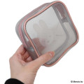 Japan Miffy Square Cosmetic Pouch - Miffy : Bruna Bicolor Mesh Grey Pink - 2
