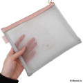 Japan Miffy A5 Flat Pouch - Miffy : Bruna Bicolor Mesh Grey Pink - 2