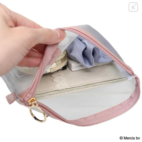 Japan Miffy A5 Flat Pouch - Miffy : Bruna Bicolor Mesh Grey Pink - 3