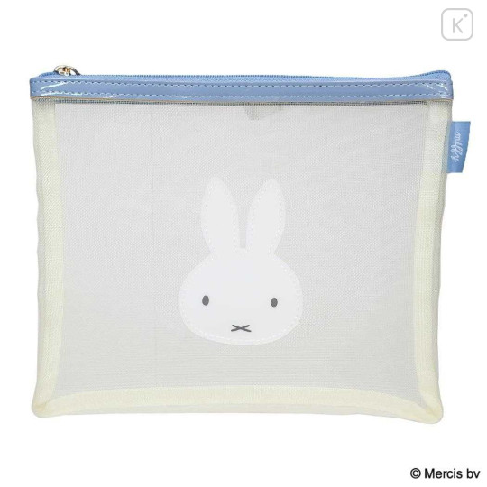 Japan Miffy A5 Flat Pouch - Miffy : Bruna Bicolor Mesh Ivory Blue - 1