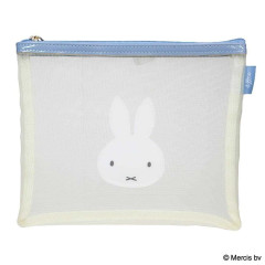 Japan Miffy A5 Flat Pouch - Miffy : Bruna Bicolor Mesh Ivory Blue