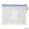 Japan Miffy A5 Flat Pouch - Miffy : Bruna Bicolor Mesh Ivory Blue - 1