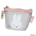 Japan Miffy Triangular Mini Pouch - Miffy : Bruna Bicolor Mesh Grey Pink - 1