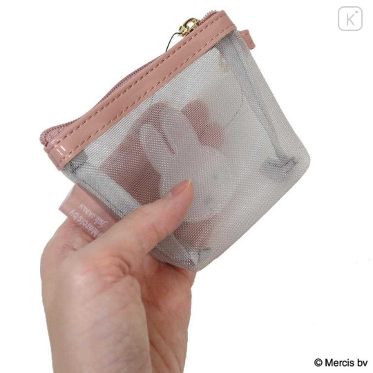 Japan Miffy Triangular Mini Pouch - Miffy : Bruna Bicolor Mesh Grey Pink - 2