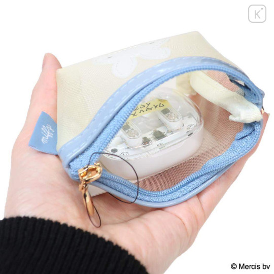 Japan Miffy Triangular Mini Pouch - Miffy : Bruna Bicolor Mesh Ivory Blue - 3