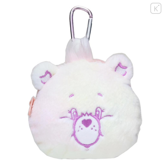 Japan Care Bears Face-shaped Pouch with Carabiner - True Heart Bear - 1