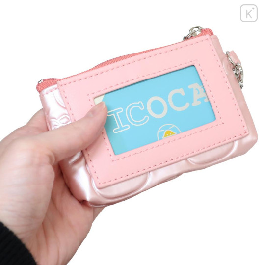 Japan Sanrio Pass Case Card Holder Pouch - Hello Kitty : Glossy Pearlescent Embossed Pearl Strap - 2
