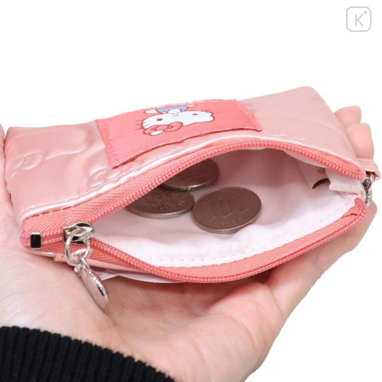Japan Sanrio Pass Case Card Holder Pouch - Hello Kitty : Glossy Pearlescent Embossed Pearl Strap - 3