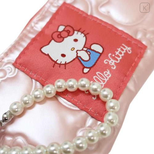 Japan Sanrio Pass Case Card Holder Pouch - Hello Kitty : Glossy Pearlescent Embossed Pearl Strap - 4