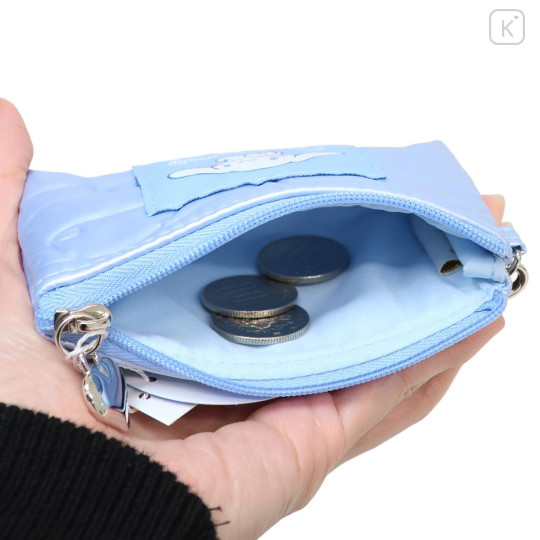 Japan Sanrio Pass Case Card Holder Pouch - Cinnamoroll : Glossy Pearlescent Embossed Pearl Strap - 3