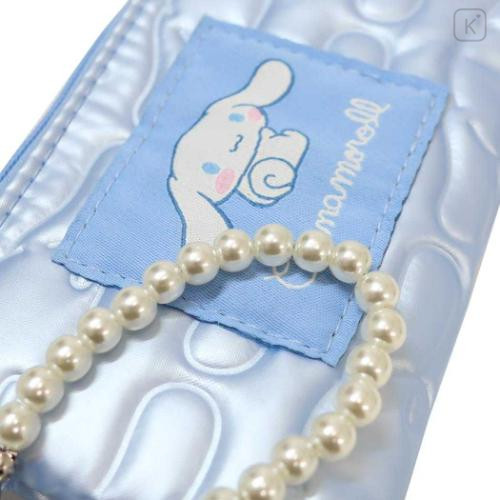 Japan Sanrio Pass Case Card Holder Pouch - Cinnamoroll : Glossy Pearlescent Embossed Pearl Strap - 4