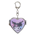 Japan Sanrio Locket Mirror Keychain - Kuromi : Baku Love Heart - 1