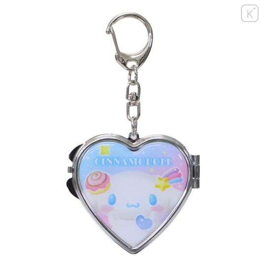 Japan Sanrio Locket Mirror Keychain - Cinnamoroll : Milk Love Heart - 1