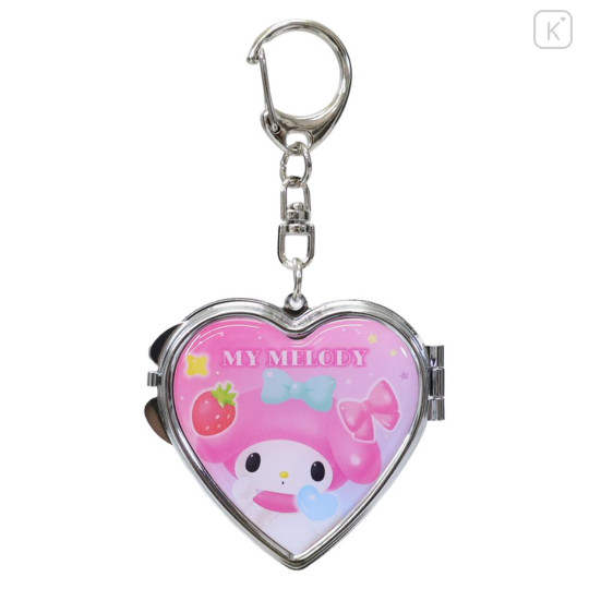 Japan Sanrio Locket Mirror Keychain - My Melody & My Sweet Piano : Love Heart - 1